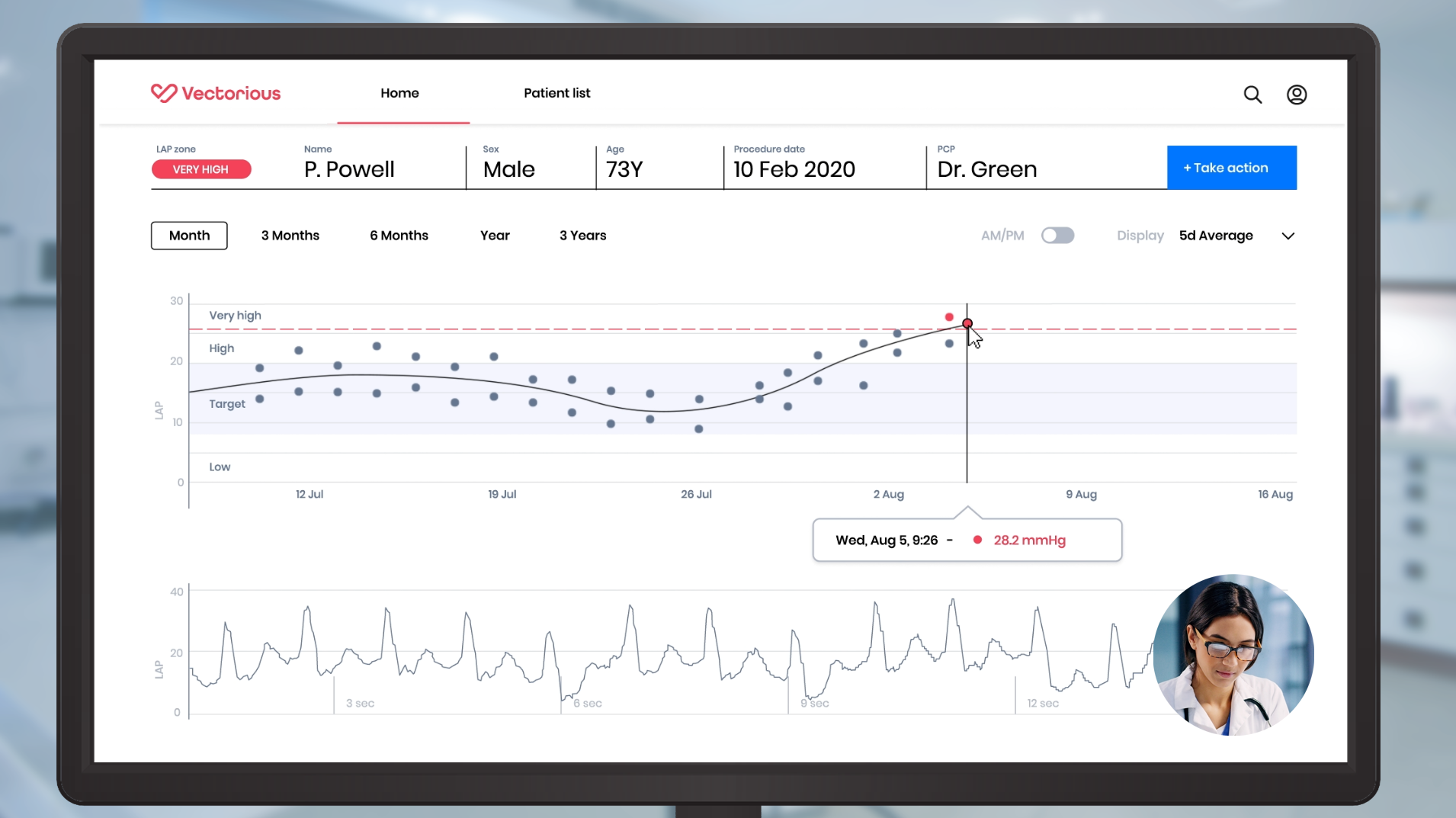 Vectorious source image of a clinician reviewing information on a tablet